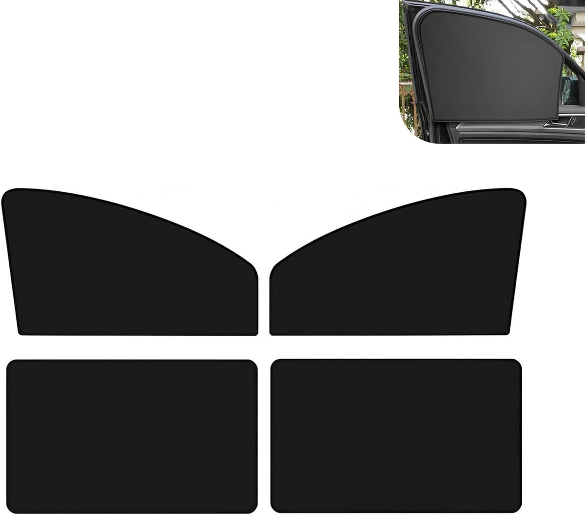 4PCS Car Side Window Sun Shades, Magnetic Foldable Car Front and Rear Side Window Sunshade, Auto Curtain Blackout Covers UV Protection Heat Insulation, Universal Interior Accessories for Cars