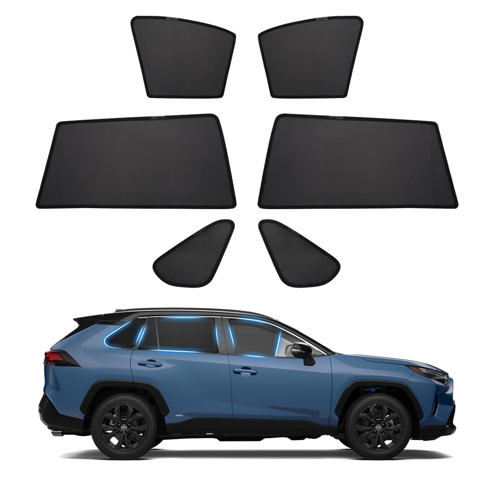 Powerty Car Window Shades for Toyota RAV4 2019-2025 Accessories Side Rear Window Covers Sunshade Magnetic Breathable Mesh Car Priavcy Sun Shades Curtains for Camping, Baby, Napping 6PCS