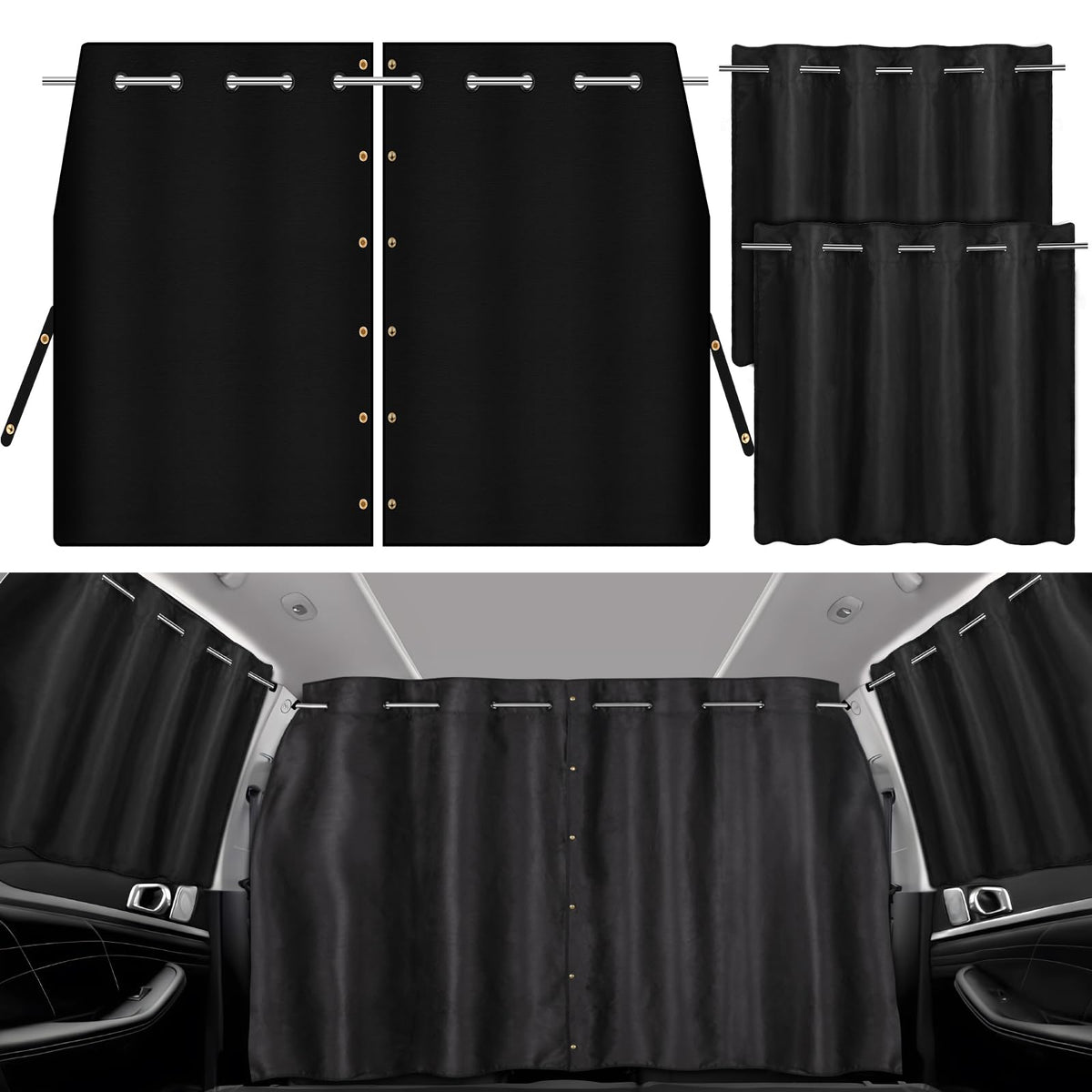 XCBYT Car Privacy Divider Curtain for SUV Van, Adjustable Blackout Rod