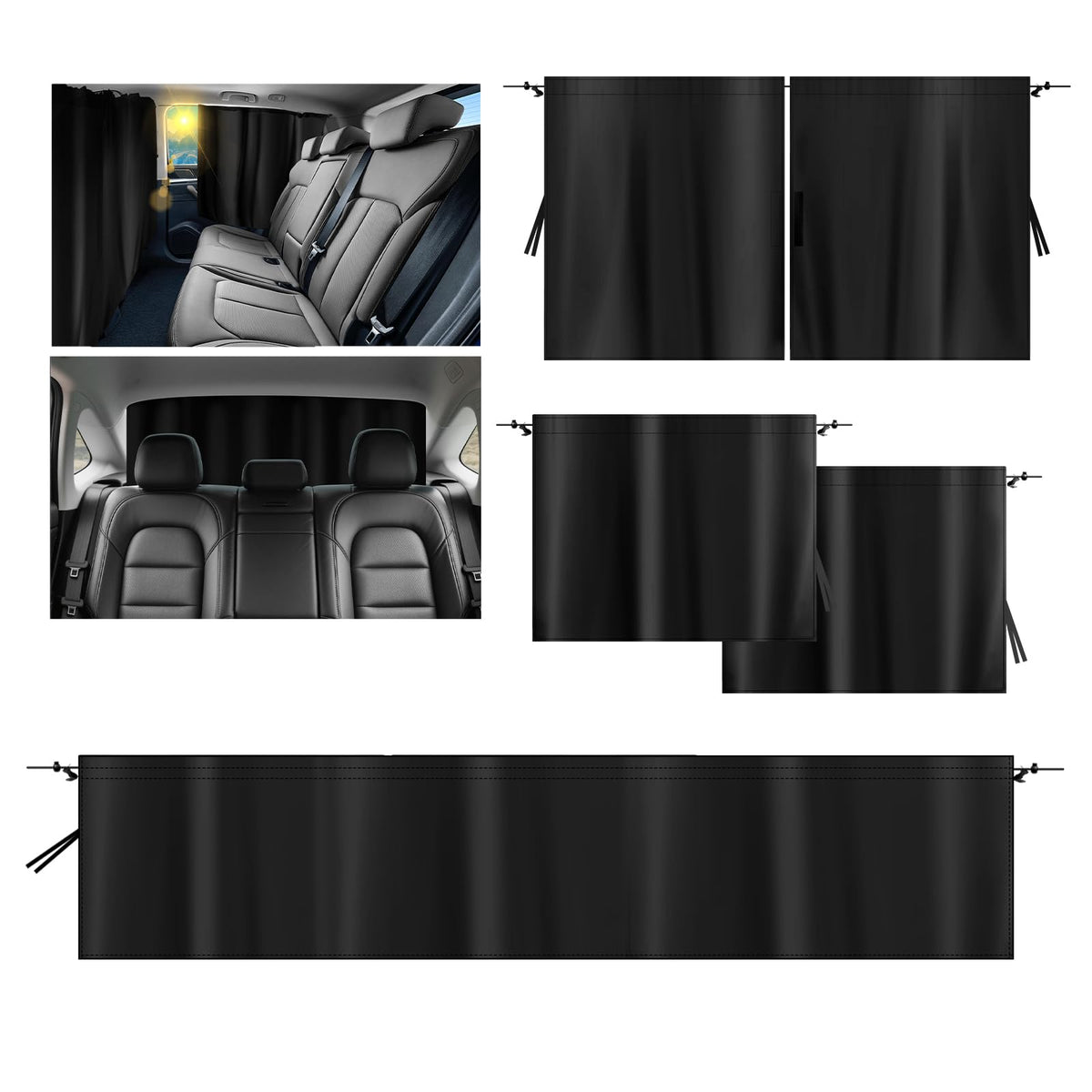 4PCS Car Window Shades Kit with Tailgate Shade,Thickened Vinyl Coated Car Window Covers for Privacy and Maintaining Cool Auto Interior Temperature,Universal Cars Curtains for Windows