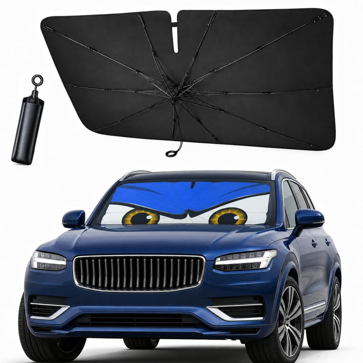 Car Windshield Sun Shade Umbrella, Univeral Fit Mid-Large Sedan & SUV