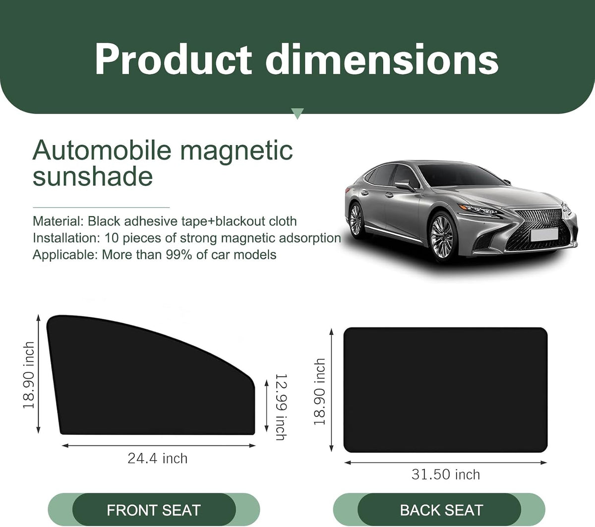4PCS Car Side Window Sun Shades, Magnetic Foldable Car Front and Rear Side Window Sunshade, Auto Curtain Blackout Covers UV Protection Heat Insulation, Universal Interior Accessories for Cars
