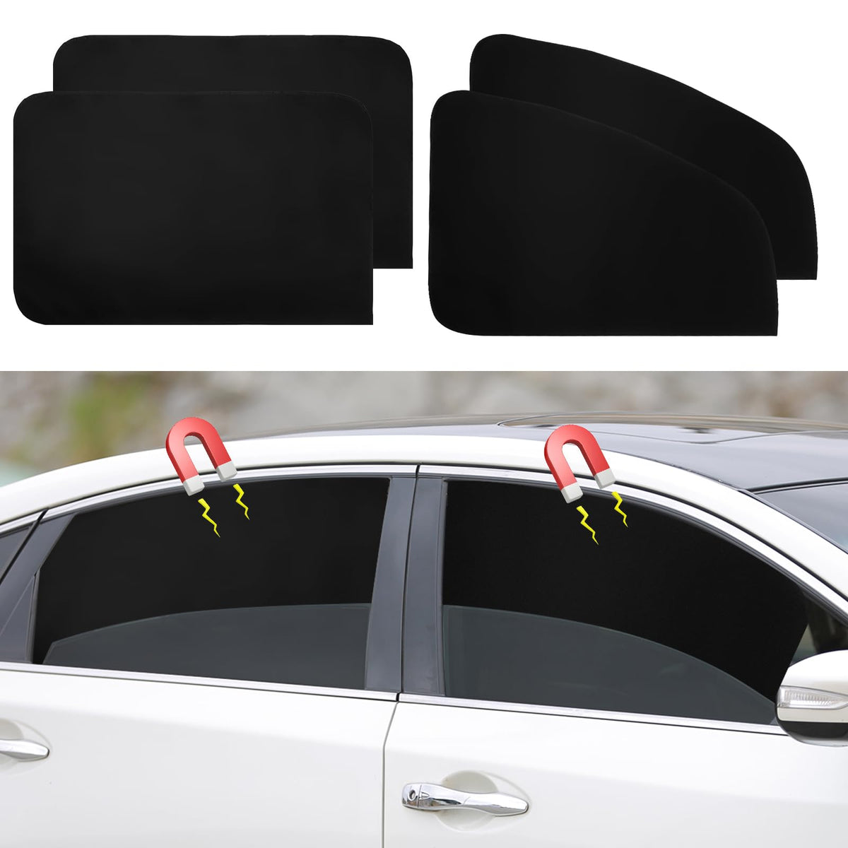 Ovege Blackout Car Window Curtains 4pcs Magnetic Privacy