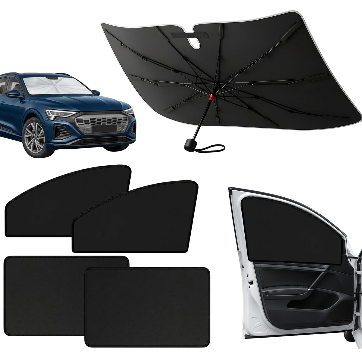 Car Window Shades & Windshield Sun Shade, Magnetic Car Sun Shade Set