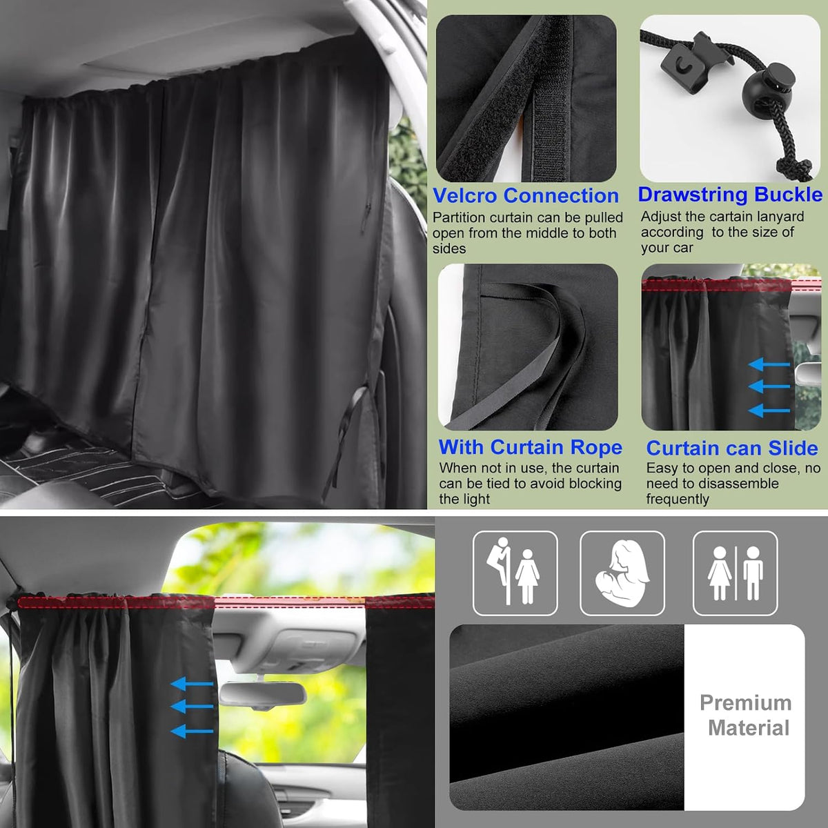 Magnetic Car Window Shade,Set of 5 Magnetic Car Window Curtains for Privacy
