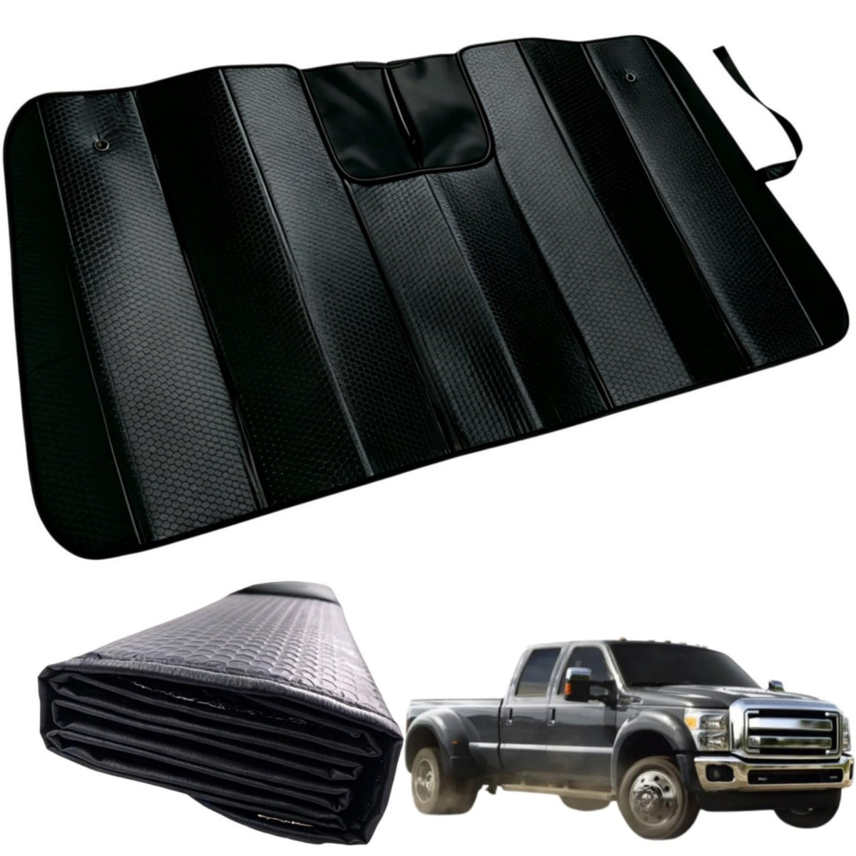 GWUSKDT Car Windshield Sunshade, Sun Protector,Foldable Front Window Shade-Thicken 5-Layer Bubble for Auto Windshield UV Protection and Heat Reflector 58"x 27.5" (Black)