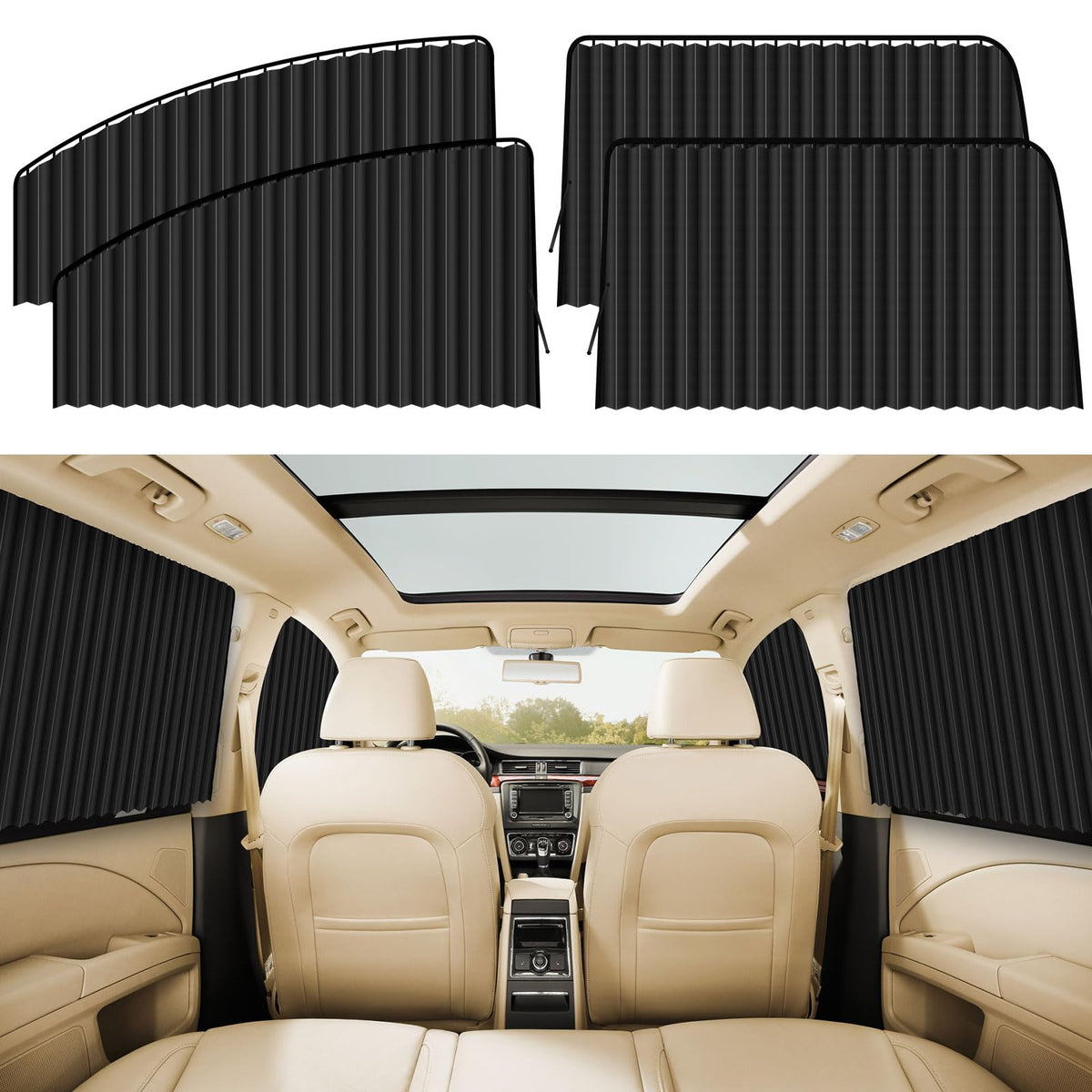 ZATOOTO Car Magnetic Side Window Sun Shades, Car Sunshades Curtains, 2 Pack