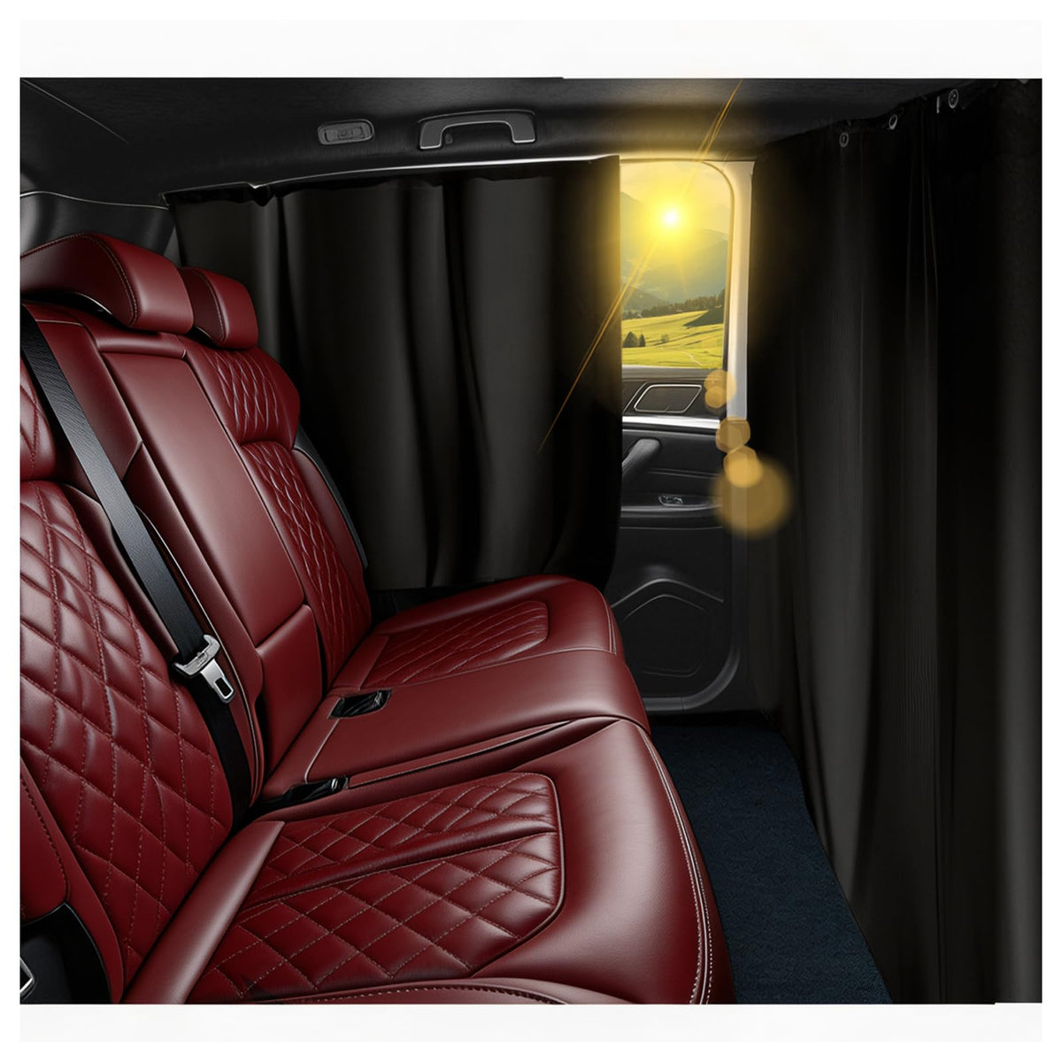 3PCS Car Privacy Curtains Kit,Rear Window Car Curtains & Divider Curtain
