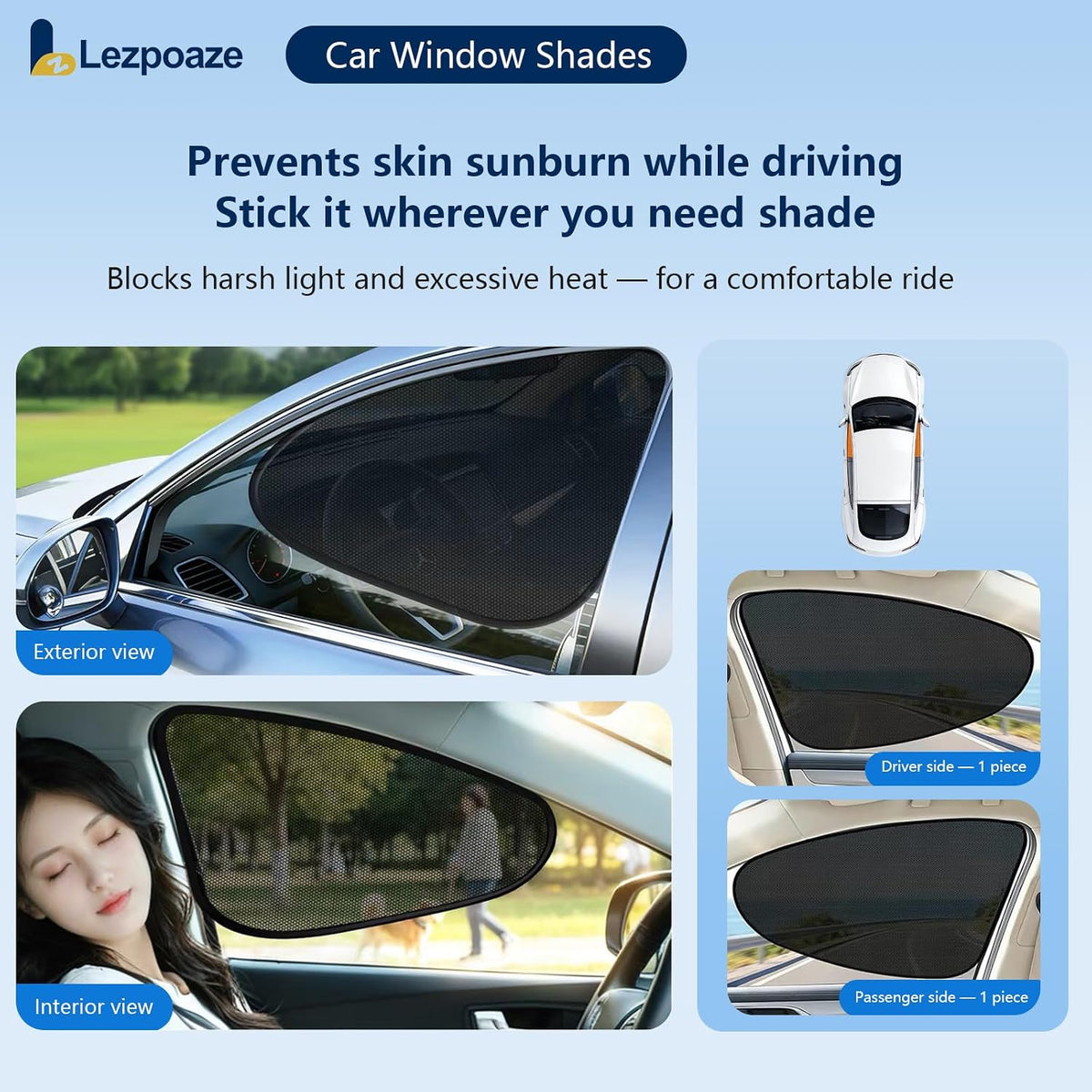 2-Pack Car Window Shades | Mesh Static Adsorption Side Window Sunshade | Universal Fit 99% Vehicles | Foldable Anti-UV Curtain Blocks UVA/UVB | 18.7" x 14.1" for Baby | Black