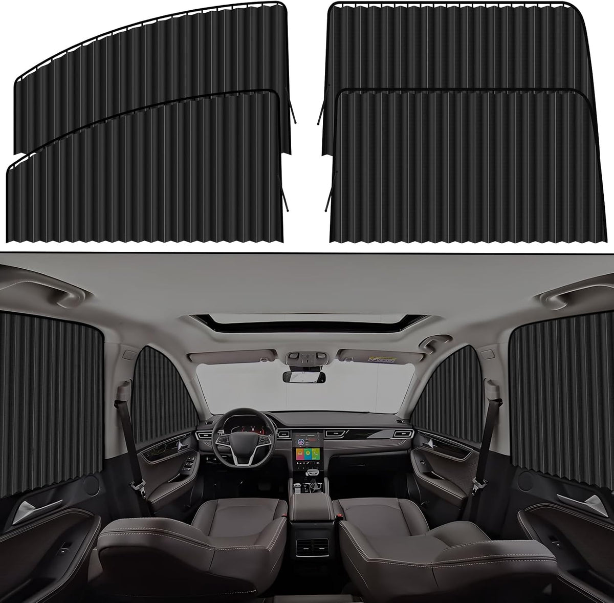 XCBYT Car Privacy Curtains for Side Window, 4 Pack Blackout