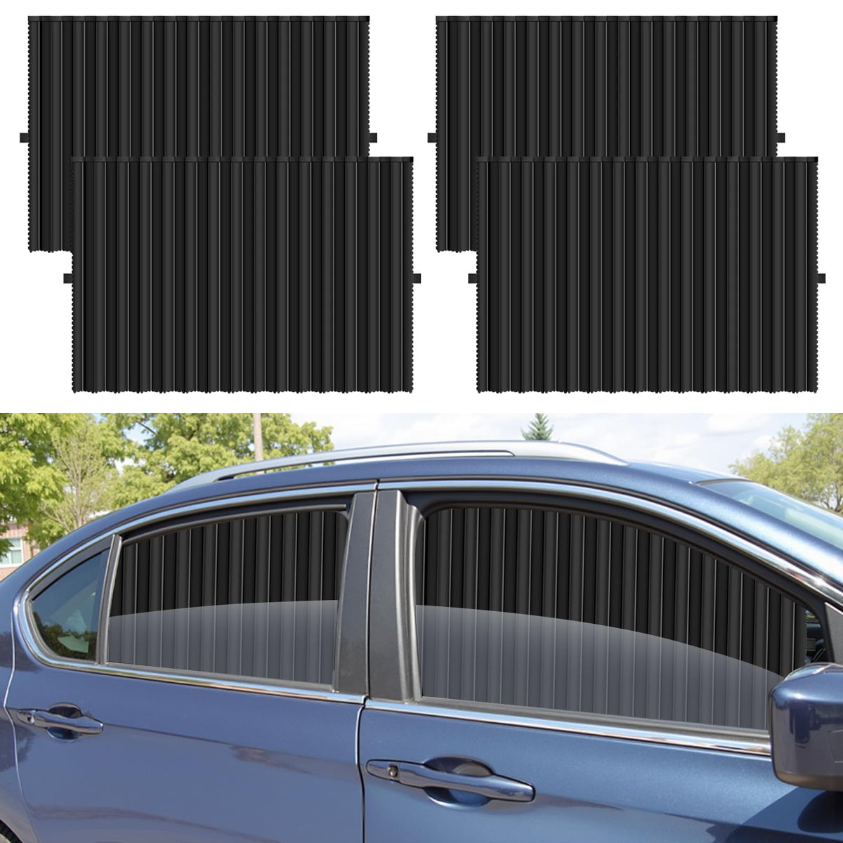 Magnetic Car Privacy Curtains, 4Pack Car Window Shades for Side Window