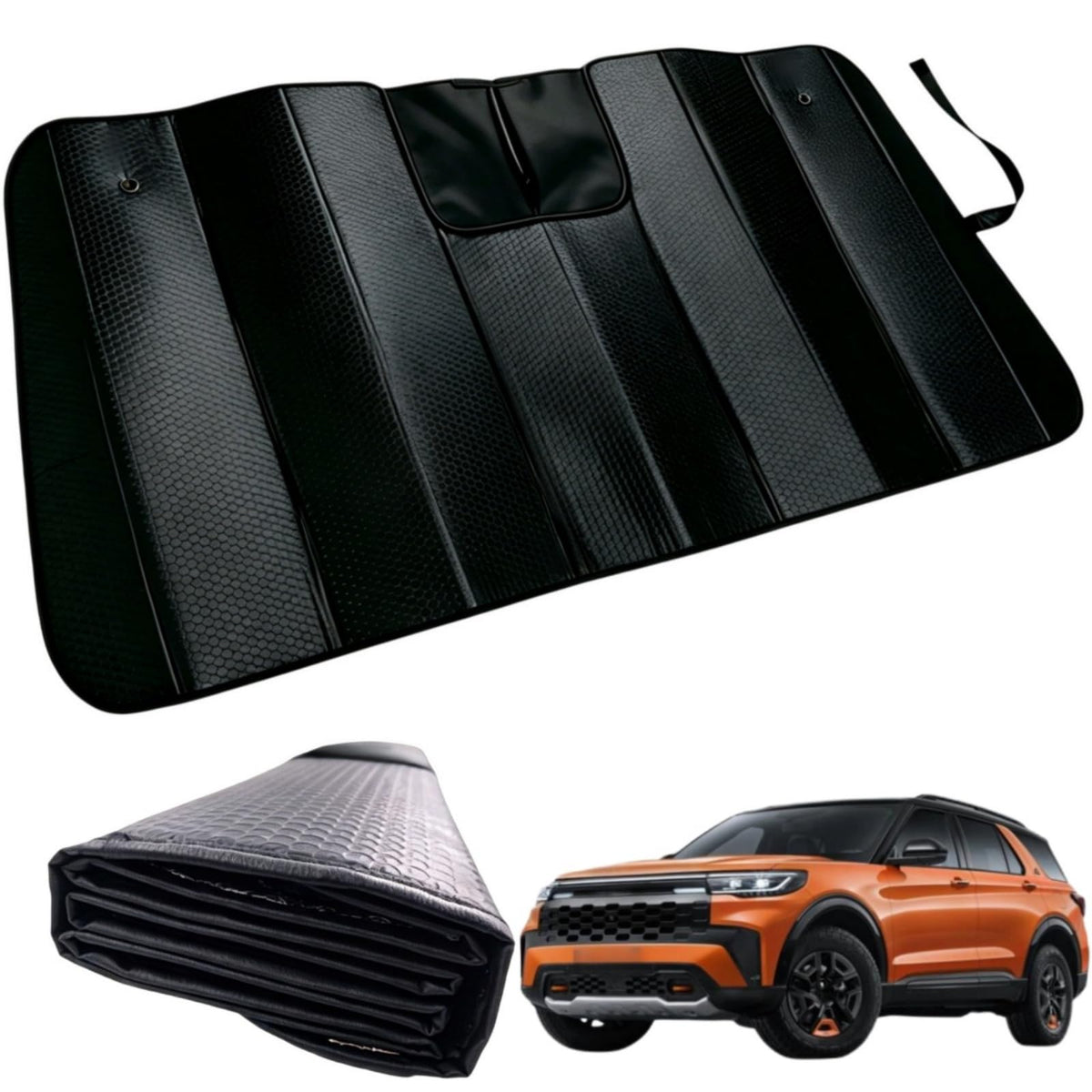 GWUSKDT Car Windshield Sunshade, Sun Protector,Foldable Front Window Shade-Thicken 5-Layer Bubble for Auto Windshield UV Protection and Heat Reflector 58"x 27.5" (Black)