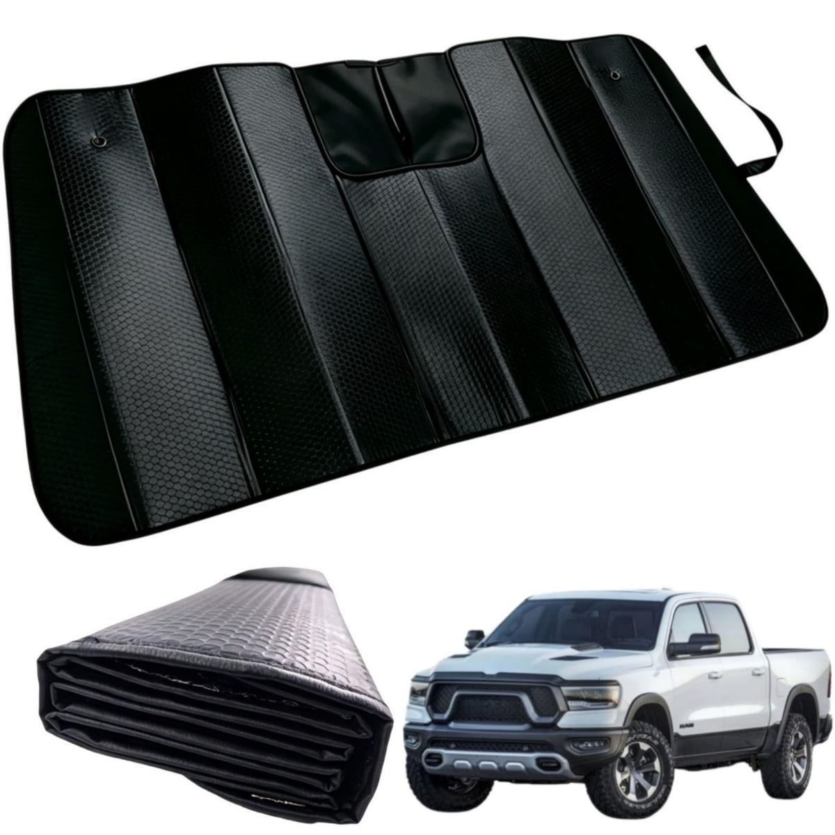 GWUSKDT Car Windshield Sunshade, Sun Protector,Foldable Front Window Shade-Thicken 5-Layer Bubble for Auto Windshield UV Protection and Heat Reflector 58"x 27.5" (Black)