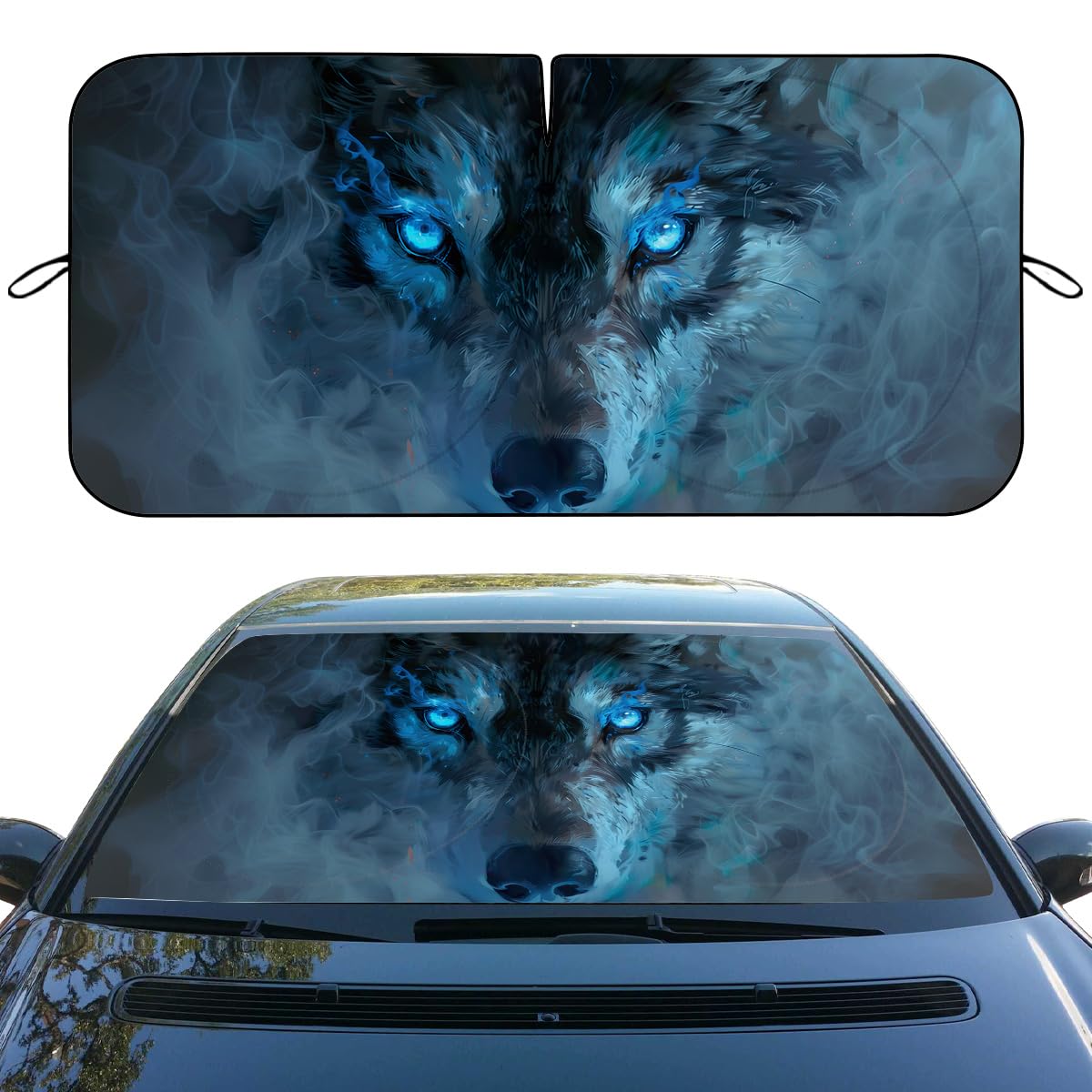 Japanese Cherry Blossoms Car Windshield Sunshade - Folding Red Sun Heatshield Front Window Sun Shade Visor Protector for Sedan, Truck, SUV - 59" L x 31.5" W