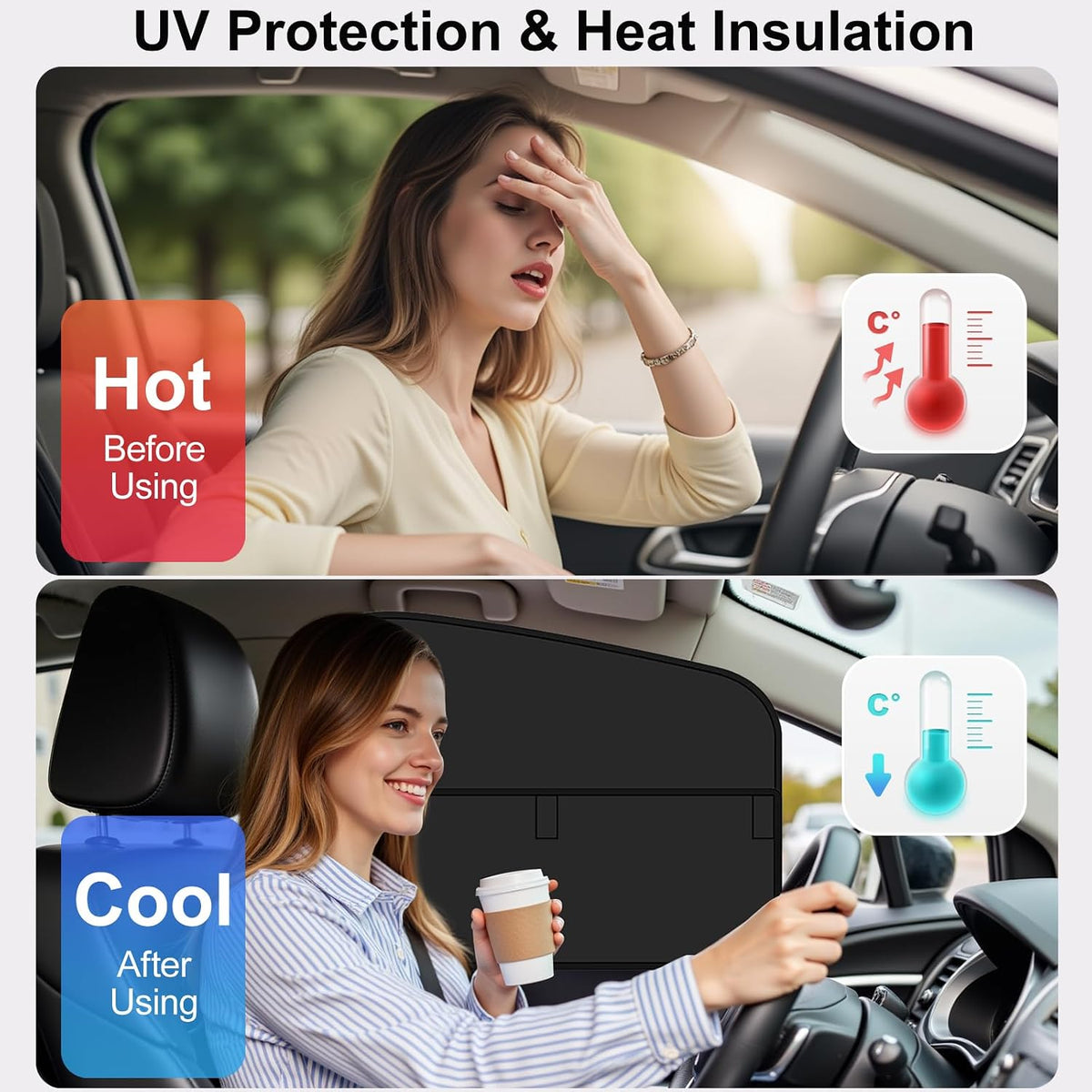 Magnetic Car Side Window Shades,2 Pack Front Driver Side Window Sun Shade