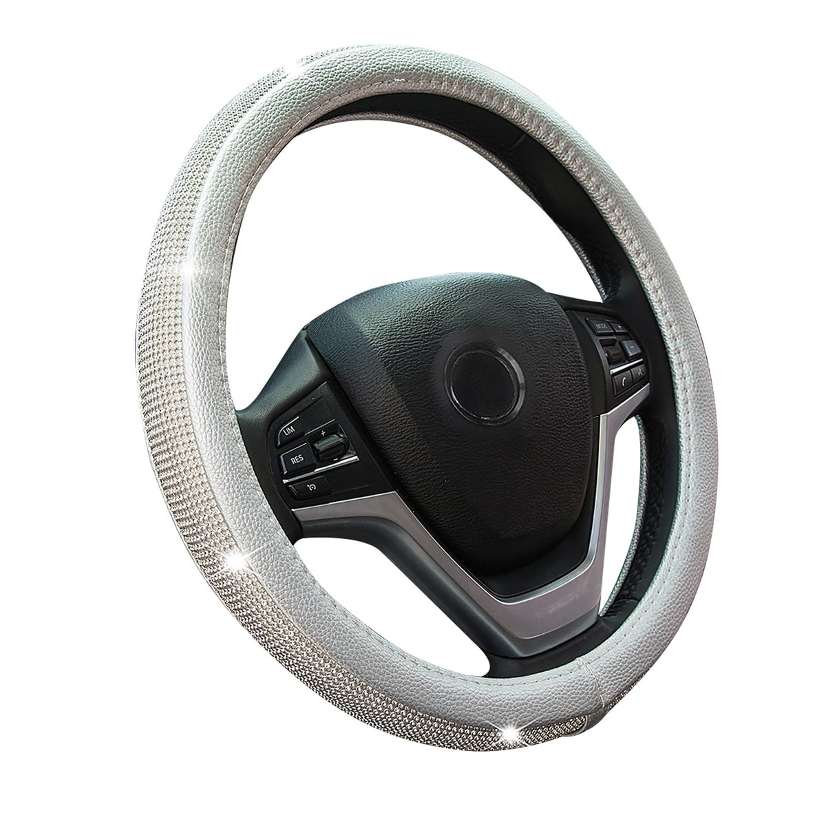 New Diamond Leather Steering Wheel Cover with Bling Crystal Rhinestones