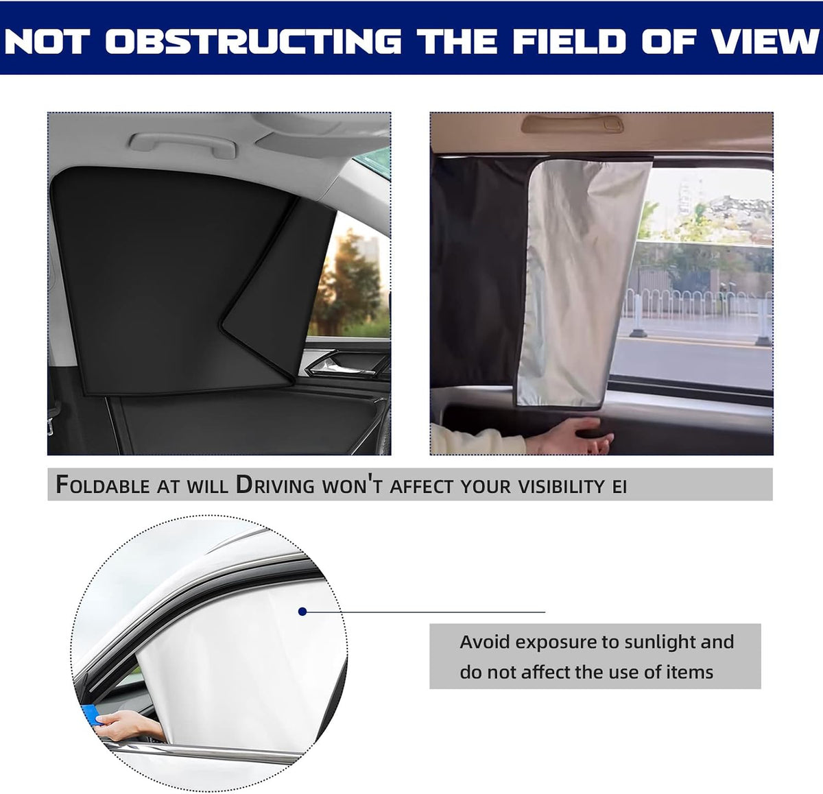 NTNEV Car Side Window Sun Shades, Shades with Magnets, Shade for Baby, Strong-Light Blocking & UV Protection Privacy Auto Accessories (One Black, One Silver)