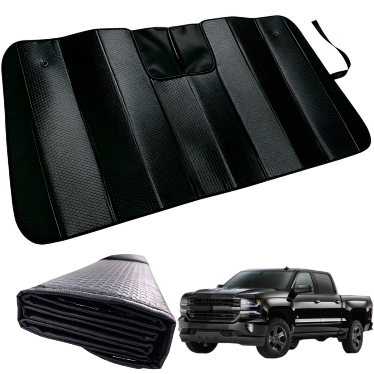 GWUSKDT Car Windshield Sunshade, Sun Protector,Foldable Front Window Shade-Thicken 5-Layer Bubble for Auto Windshield UV Protection and Heat Reflector 58"x 27.5" (Black)