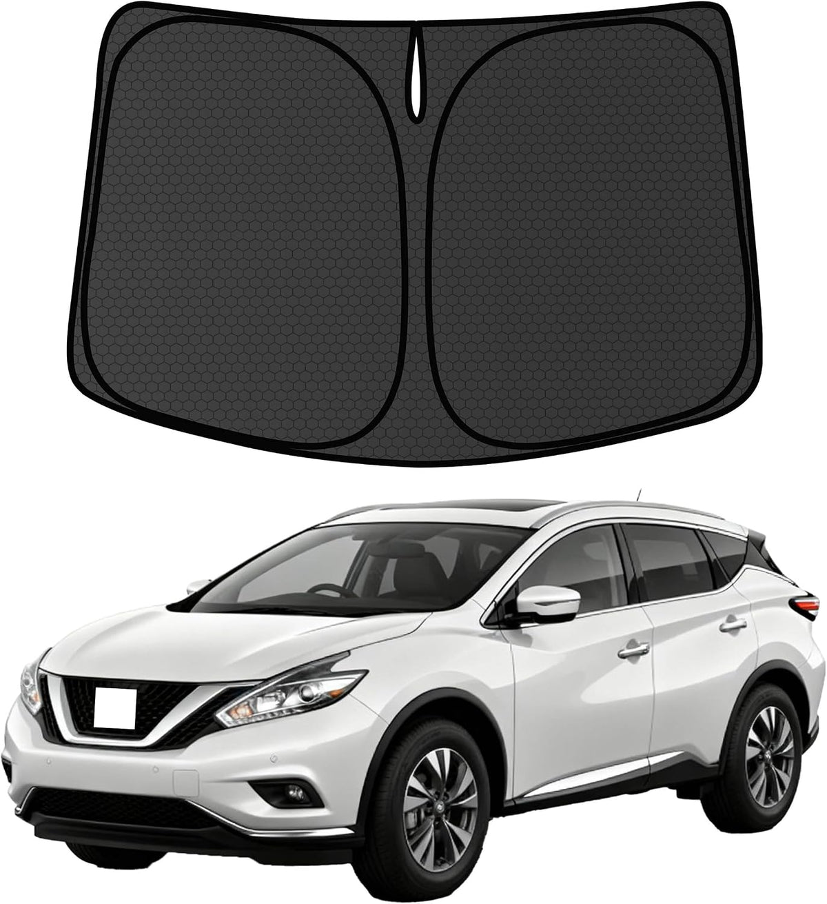 Murano Windshield Sun Shade for Murano 2015-2024 Blocks UV Rays Accessories,1:1 Custom Foldable Thickened Wear-Resistant Front Window Sunshade Visor,Keeps Your Car Cooler