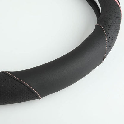 Szttswamp Car Steering Wheel Cover, Microfiber Leather Pink 14.5-15 Inch
