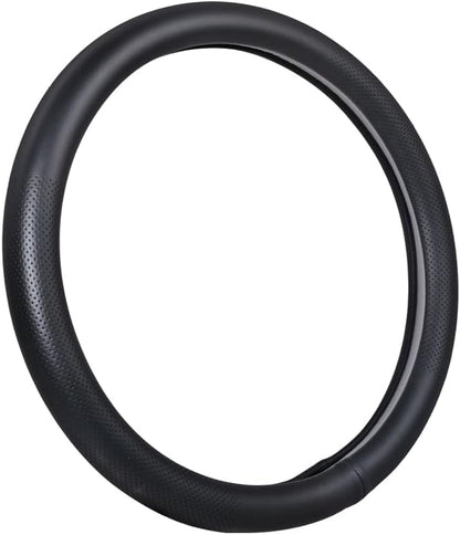 Car Steering Wheel Cover,Universal 15 Inch Premium Leather Car Steering Wheel Cover,Best Grip,Perforated Design,Breathable,Non-Slip,Sweat-Absorbent,Warm in Winter and Cool in Summer (Black)