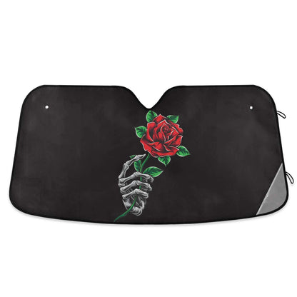 Elegant Pink Rose Gold Floral Car Windshield Sun Shade Block UV Rays Sun Visor Protector Accordion Folding Sunshade Keep Vehicle Cool&Damage Free,Easy to Use,Fits Windshields of Various Sizes