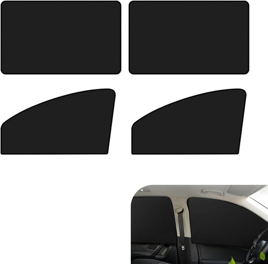 4PCS Car Window Shades with Magnets, Strong Blackout Front Rear Side Window Covers, Heat-insulating Sunproof Privacy Protective Curtain, Universal for Vehicles (Black)