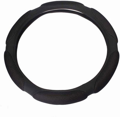 Steering Wheel Cover -Odorless, Cooler Hands in Summer, Warmer Hands in Winter (Black)