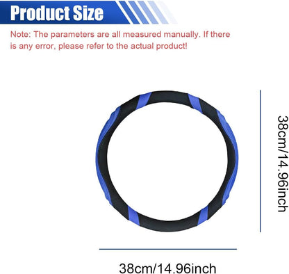 Car Steering Wheel Cover, 15 Inch Leather Anti-Slip Breathable Automotive Steering Wheel Protector, Universal Heat Resistant Vehicle Interior Accessories Cars, SUVs, Trucks(Blue)