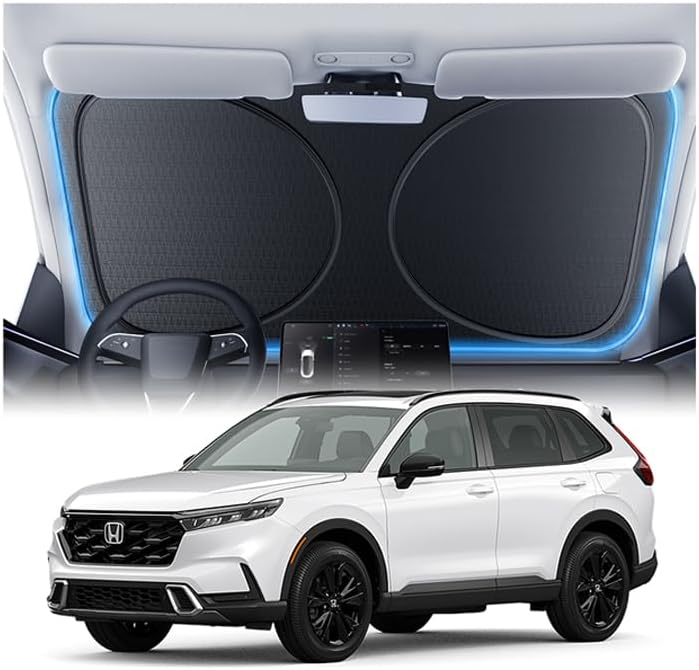 Windshield Sun Shade for Honda CR-V 2000-2026, 100% UV Block & Heat Insulation, Custom Fit Sunshade, Foldable Car Sunshade with Storage Bag, Summer Car Accessory