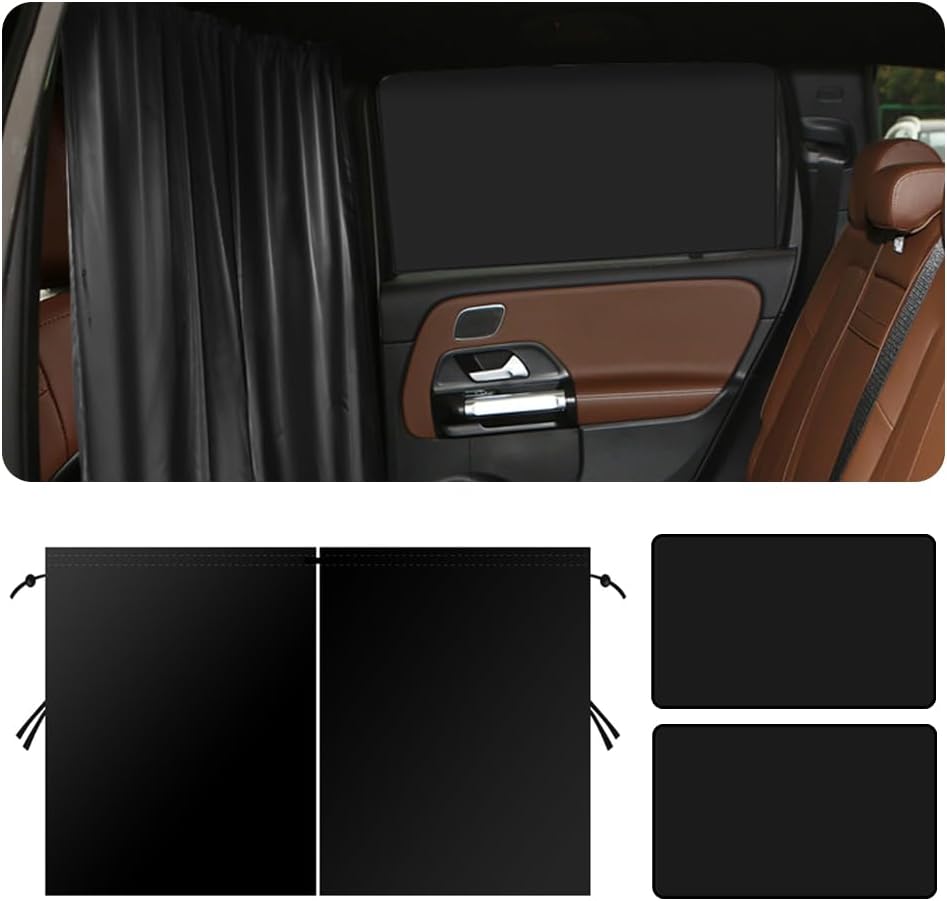 Car Sun Shade Kit,Large Car Curtains Include 1PCS Divider Curtain and 2PCS Magnetic Curtain,Universal Truck Window Shades Accessories for Privacy,Sleeping,Blackout (Large for SUV&Truck)
