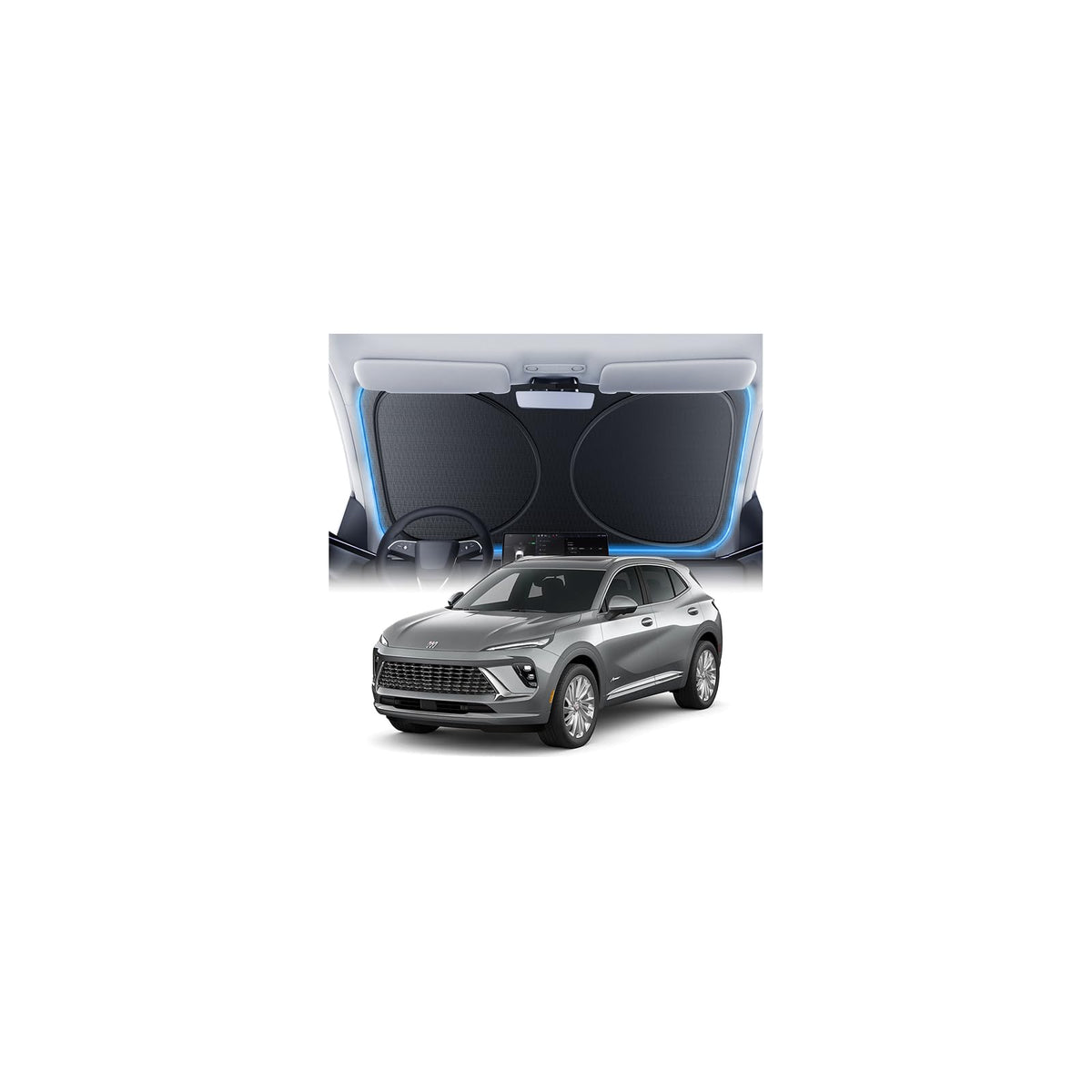 Windshield Sun Shade for Honda CR-V 2000-2026, 100% UV Block & Heat Insulation, Custom Fit Sunshade, Foldable Car Sunshade with Storage Bag, Summer Car Accessory