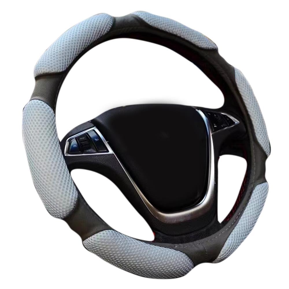Steering Wheel Cover -Odorless, Cooler Hands in Summer, Warmer Hands in Winter (Black)