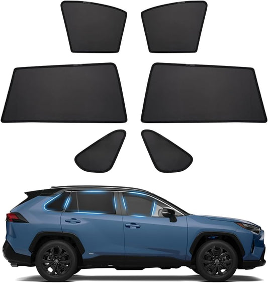 Powerty Car Window Shades for Toyota RAV4 2019-2025 Accessories Side Rear Window Covers Sunshade Magnetic Breathable Mesh Car Priavcy Sun Shades Curtains for Camping, Baby, Napping 6PCS