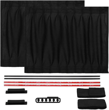 BININBOX 2X 70/50cm Auto Rear Valance UV Sunshade Drape Visor Car Side Window Curtain (Black, 50S(19.68''X15.35''))