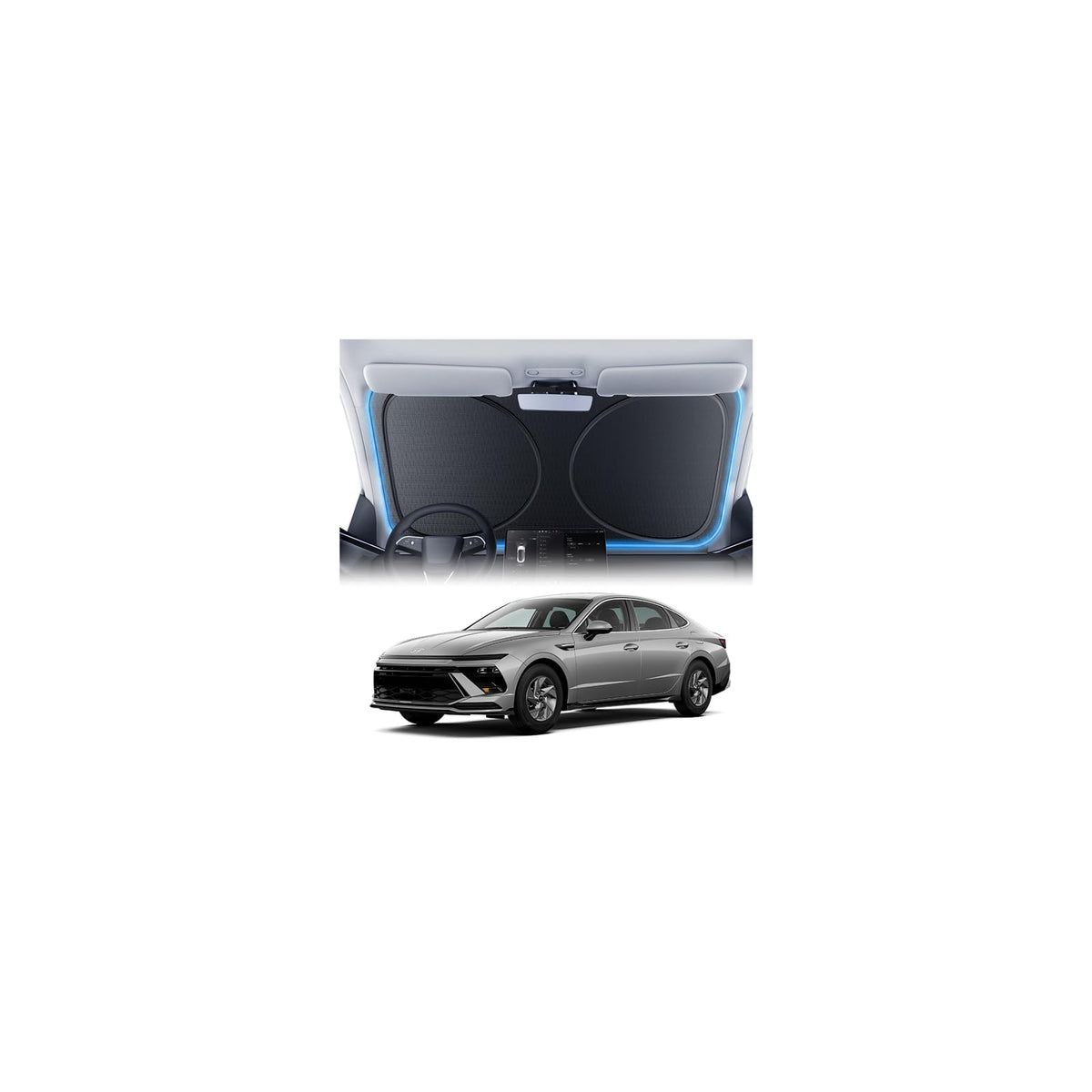 Windshield Sun Shade for Honda CR-V 2000-2026, 100% UV Block & Heat Insulation, Custom Fit Sunshade, Foldable Car Sunshade with Storage Bag, Summer Car Accessory