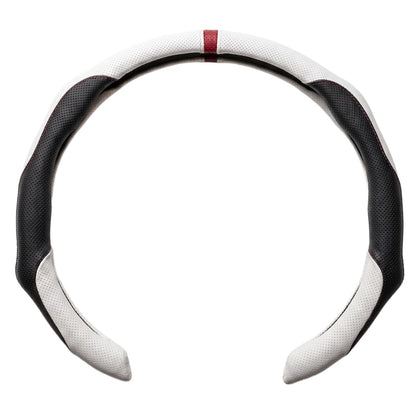 Quick Install Sporty Black Perforated Nappa Leather Steering Wheel Cover for All 14½ to 15 inches Car Sedan Coupe SUV Pickup 14.5 to 15