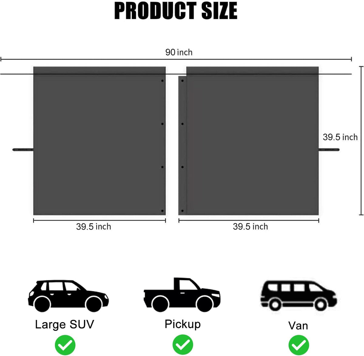 Car Divider Privacy Curtain, Blackout Suede Sun Shade Cover Front & Rear Seat Partition Space Divider Auto Van Truck Interior Accessories for Family Camping Baby Sleeping (Black, Large)