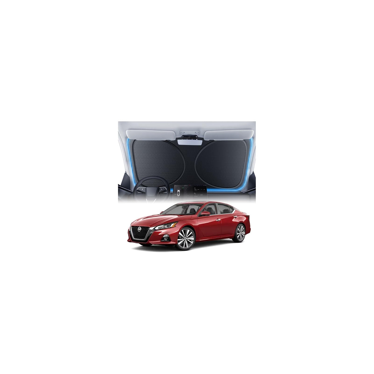 Windshield Sun Shade for Honda CR-V 2000-2026, 100% UV Block & Heat Insulation, Custom Fit Sunshade, Foldable Car Sunshade with Storage Bag, Summer Car Accessory