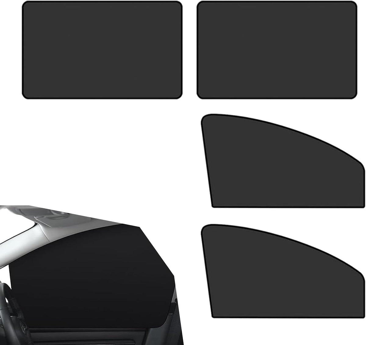 4 PCS Automobile Side Window Shades, Magnetic Privacy Car Window Shade, Provide Cool Experience for Napping, Changing Clothes, Universal for Most Cars Accessories (Black)