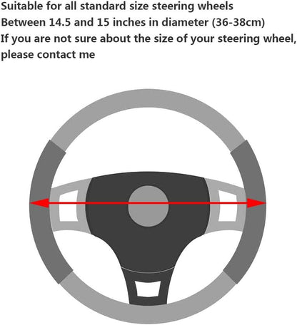 YHONGJT Soft Microfiber Leather Steering Wheel Cover, Universal 15 Inch for Women Girls, Fit Vehicles, Sedans, SUVs, Vans, Trucks - Light Pink
