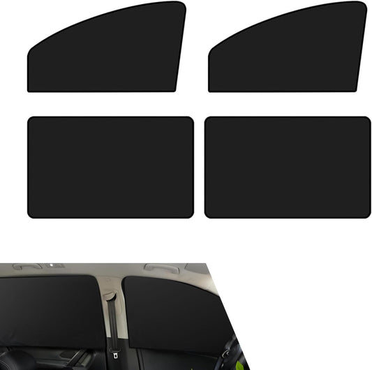 4Pack Magnetic Car Window Shades, Strong Light Blocking UV Protection Privacy Curtains, Universal Auto Interior Accessory, Essential for Baby Sleeping Camping Napping, Fit Most Car Windows (Black)