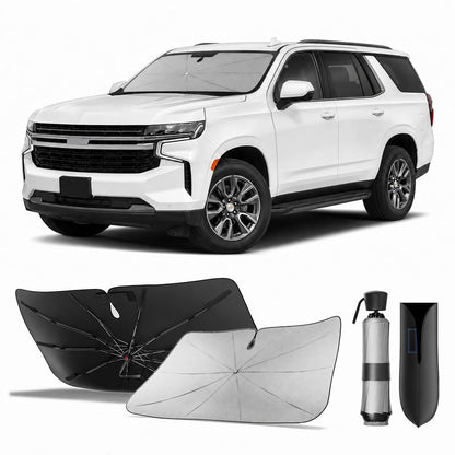 for Chevrolet Tahoe & Traverse 2010-2026 | Zanch Windshield Sun Shade Umbrella [99% UV Protection, Up to 75℉ Cooler] Snug Fit, Scratch-Free, Built to Last, Foldable Front Sunshade Umbrella