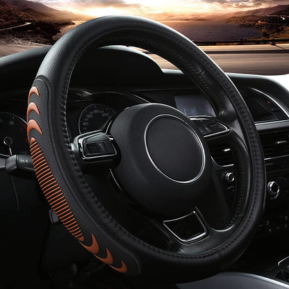 Yangday Leather Steering Wheel Cover for Ford F150 F250 F350, 15.5-16 inches Car Steering Wheel Cover with Anti-Slip Massage Particle (Black)