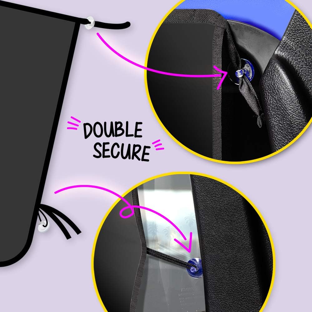 Car Side Window Sun Shade - Universal Reversible Magnetic Curtain for Baby and Kids with Sun Protection Block Damage from Direct Bright Sunlight, and Heat - 1 Piece of Solid Black