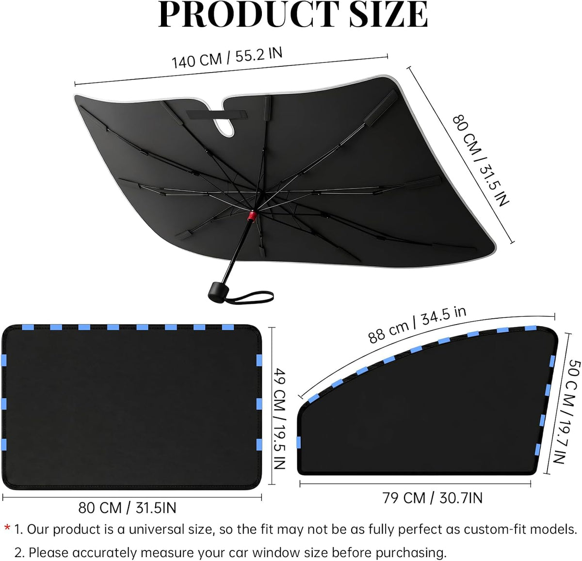 Car Window Shades & Windshield Sun Shade, Magnetic Car Sun Shade Set