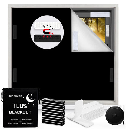 100% Blackout Blind Magnetic Window Cover,Cuttable Black Out Curtain 118x57