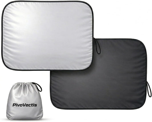 2 Piece Sun Shade for Car Windshield Foldable 280T Car Sunshade