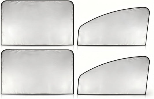 4 PCS Car Side Window Sun Shades, Heat Insulation & Sun Blocking Magnetic Shade for Baby, Full Blackout Privacy Protection Curtain for Front & Rear Windows, Universal for Most Cars (Silver)