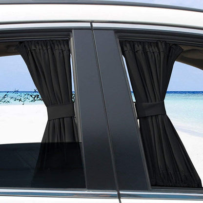 BININBOX 2X 70/50cm Auto Rear Valance UV Sunshade Drape Visor Car Side Window Curtain (Black, 50S(19.68''X15.35''))